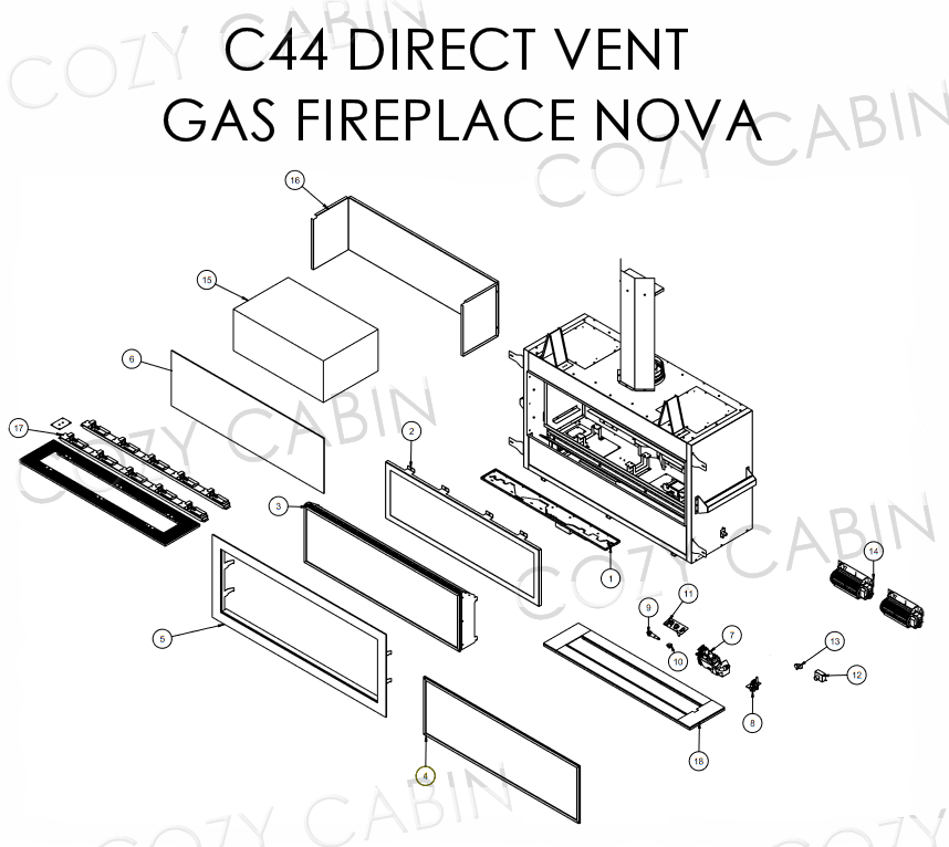 C44 DIRECT VENT GAS FIREPLACE NOVA (August 1, 2016 - >) #C-14836